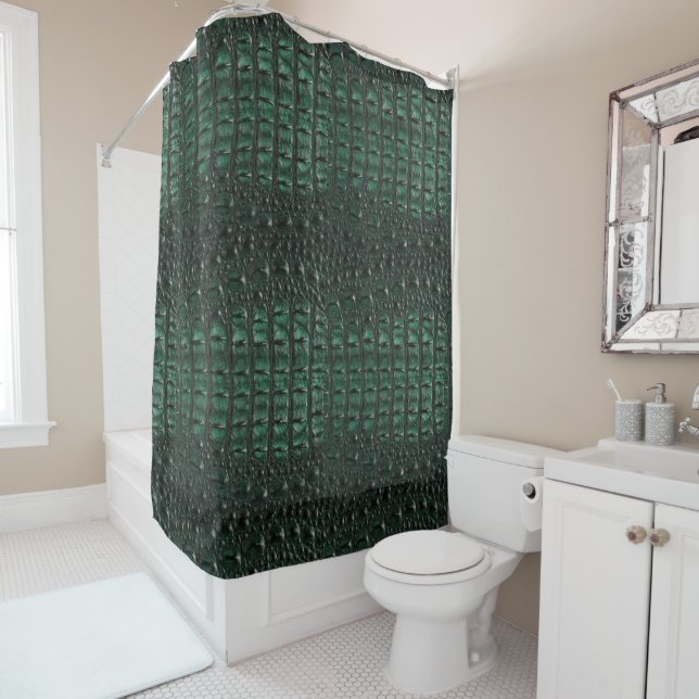 Rideaux De Douche Emerald Crocodile Leather Luxury Exotic  Skin (En situation)