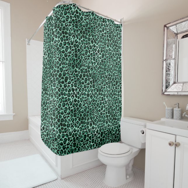 Rideaux De Douche Emerald et Gold Safari Series Design 9 (En situation)