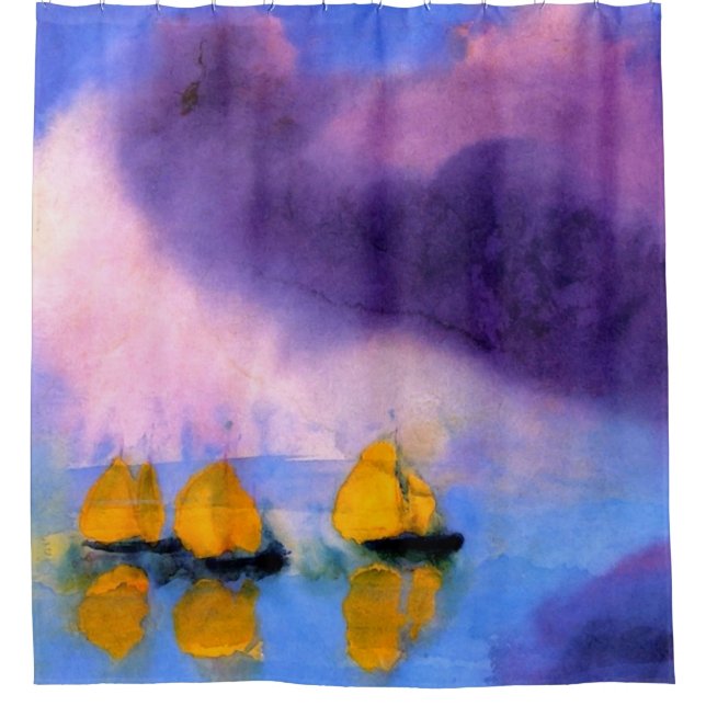 Rideaux De Douche Emil Nolde - Mer aux Nuages Violets Et Bateaux À V (Devant)