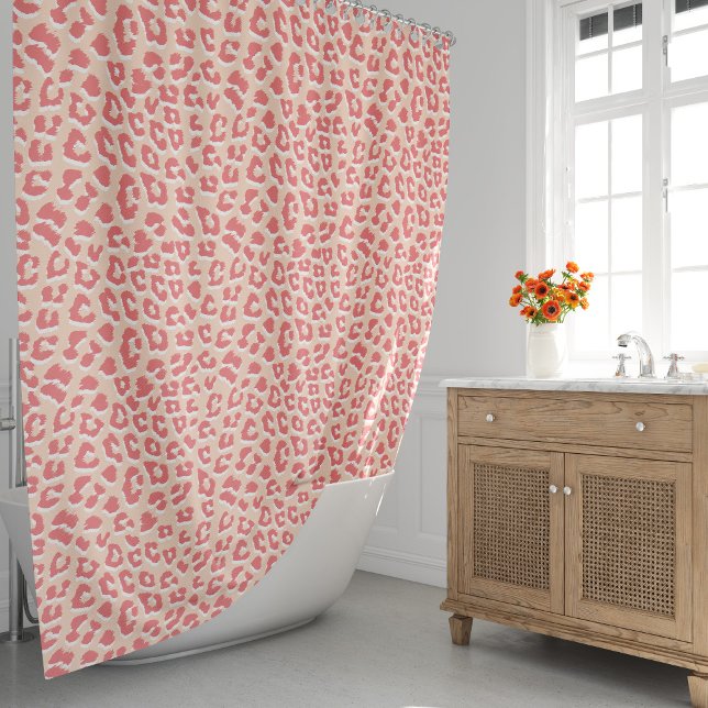Rideaux De Douche Empreinte de léopard blanc corail (Coral Apricot Leopard Print Shower Curtain by Looly Elzayat
)