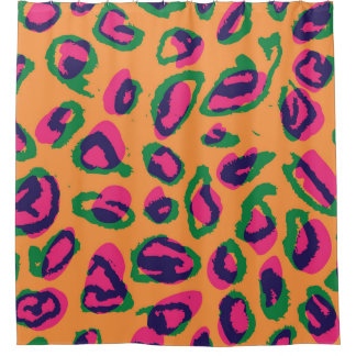 Rideaux De Douche Empreinte de léopard, Motif animal coloré.