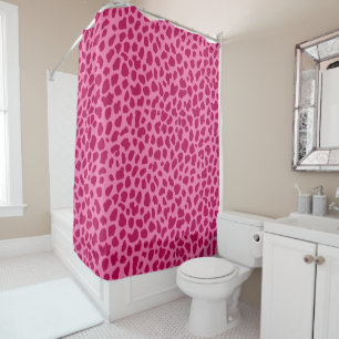 Rideaux De Douche Empreinte de léopard rétro tendance y2k Fuchsia ro