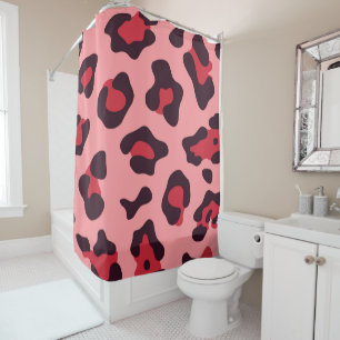 Rideaux De Douche Empreinte de léopard rose