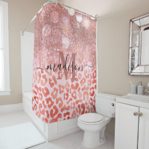 Rideaux De Douche Empreinte de léopard rose Gold Parties scintillant