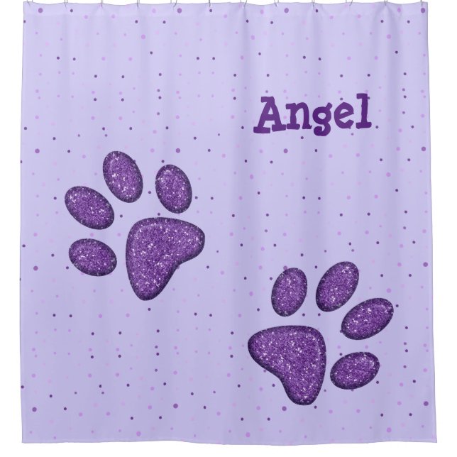 Rideaux De Douche empreinte de patte de chat mousseux violet - ridea (Devant)