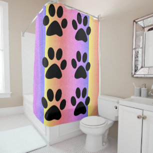 Rideaux De Douche empreintes de pattes Parties scintillant rose Rose