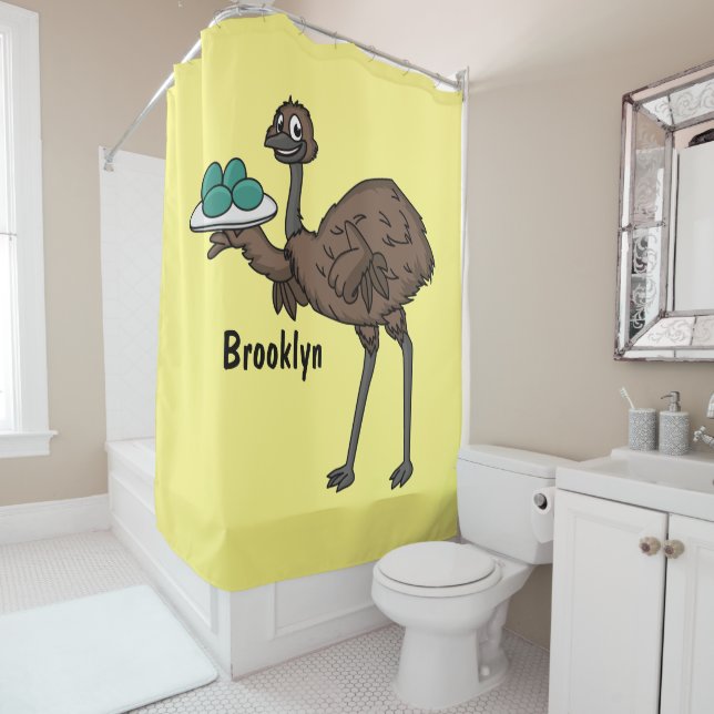 Rideaux De Douche Emu avec dessin animé d'oeufs (En situation)