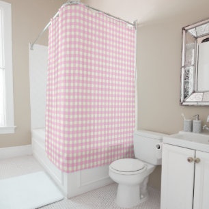 Rideaux De Douche En vichy rétro Plaid en rose pastel