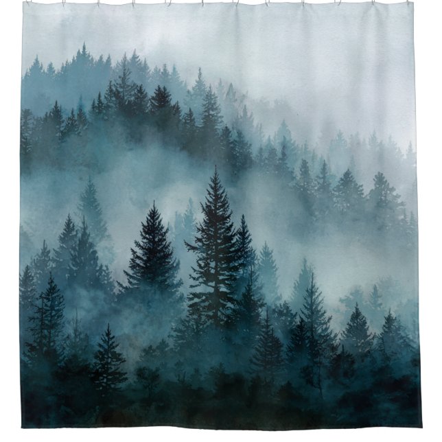 Rideaux De Douche Enchanted Blue Forest Escape Shower Curtain (Devant)