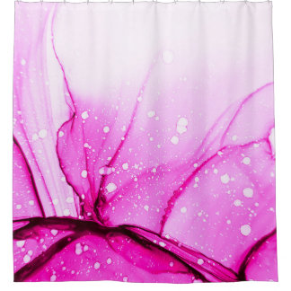 Rideaux De Douche Encre D'Alcool Glamor. Toile Rouge Douce. P rose m
