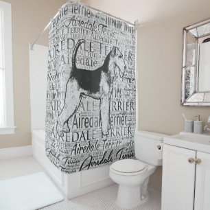 Rideaux De Douche Encre monotone d'art de mot d'Airedale Terrier