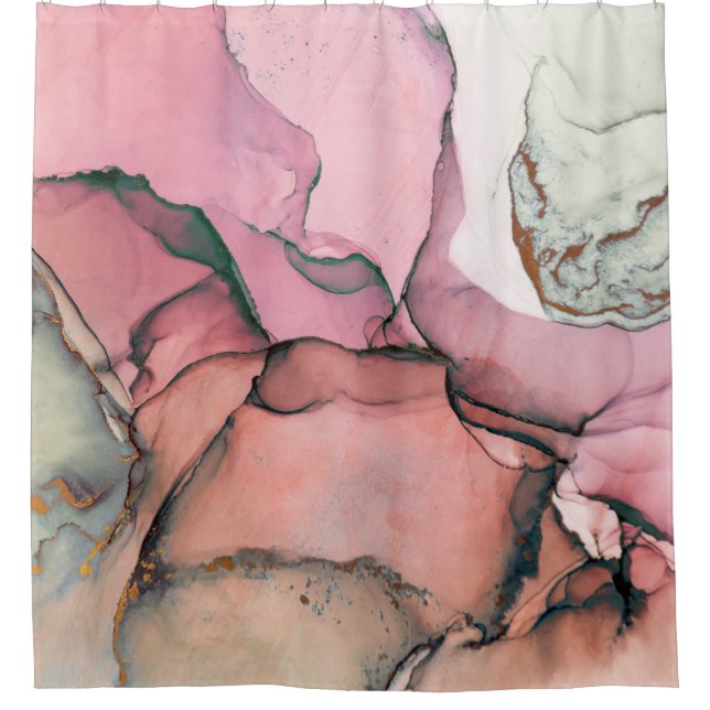 Rideaux De Douche Encre, peinture, abstraite. Fermeture du tableau.  (Devant)