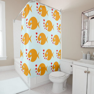 Rideaux De Douche Enfants de soufflement de baisers de poisson rouge