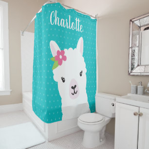 Rideaux De Douche Enfants personnalisés par Teal floraux d'alpaga d