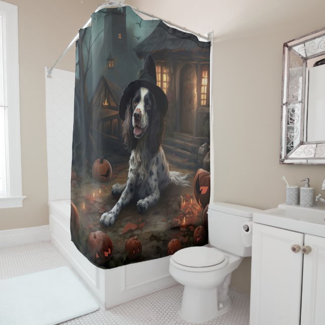 Rideaux De Douche English Springer Spaniel Citrouilles Halloween Épo (En situation)