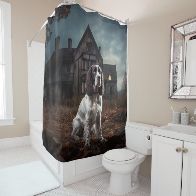 Rideaux De Douche English Springer Spaniel Halloween Épouvantable (En situation)