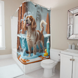 Rideaux De Douche Épagneul breton mignon endormi drôle