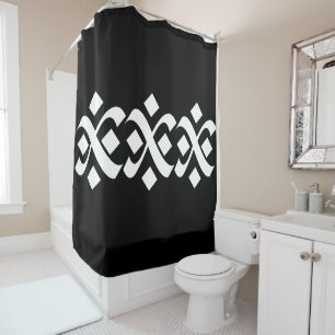 Rideaux De Douche Épanouir Élégant Noir et Blanc