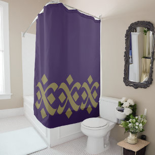 Rideaux De Douche Épanouir Élégant Violet et Beige Foncé