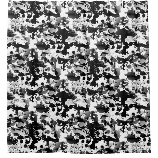 Rideaux De Douche ÉPAULES D'ENCRE Noir & Blanc motif transparent (Devant)