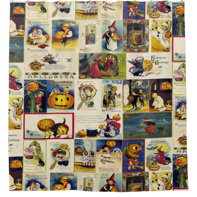 Rideaux De Douche Ephémère d'Halloween vintage (Devant)