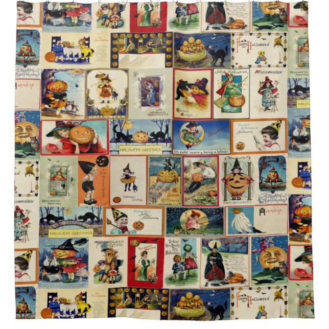 Rideaux De Douche Ephémère d'Halloween vintage (Devant)