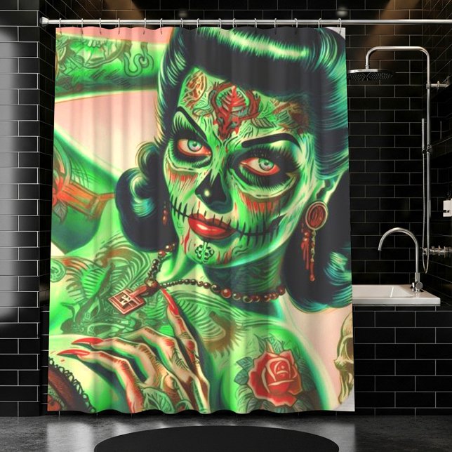 Rideaux De Douche Épingle Zombie tatouée (Créateur téléchargé)
