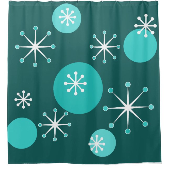 Rideaux De Douche Époque atomique Turquoise (Devant)