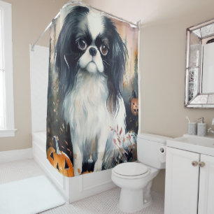 Rideaux De Douche Épouvantail Japonais d'Halloween avec des citrouil