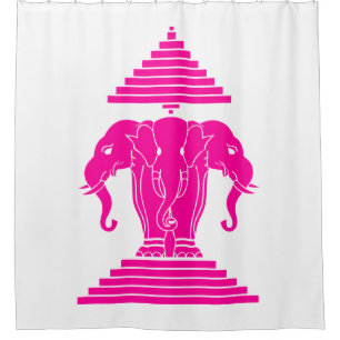 Rideaux De Douche Erawan rose Trois éléphant en tête Lao / Laos Drap