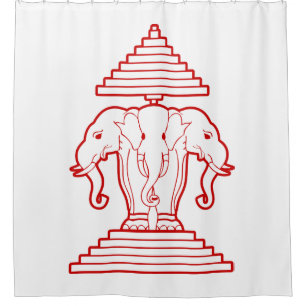 Rideaux De Douche Erawan Trois éléphant en tête Lao / Laos Drapeau