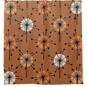 Rideaux De Douche Ere atomique Spoutnik Starburst Fleurs brûlées Ora