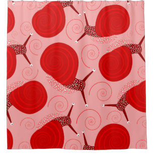 Rideaux De Douche escargots abstrait spirale rouge point rose
