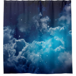 Rideaux De Douche Espace ciel nocturne avec nuage et étoile, nuit, b