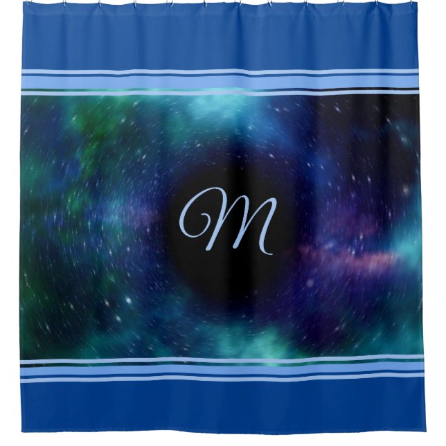 Rideaux De Douche Espace Galaxy Trou noir Trou bleu Monogramme (Devant)