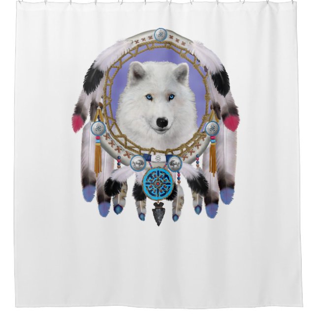 Rideaux De Douche Esprit de loup indien natif (Devant)