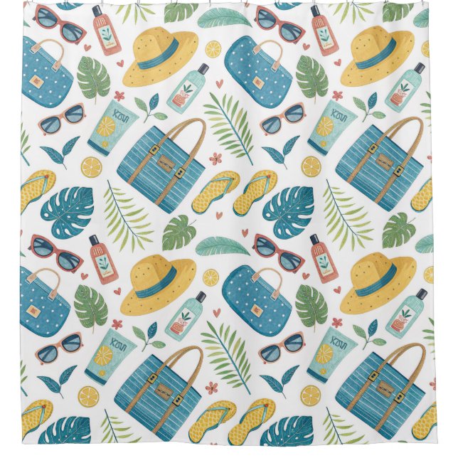 Rideaux De Douche Essentiels d'été de plage Motif (2) (Devant)