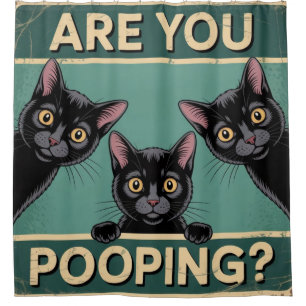 Rideaux De Douche "Est-ce que vous faites caca?" Drôles de chats noi