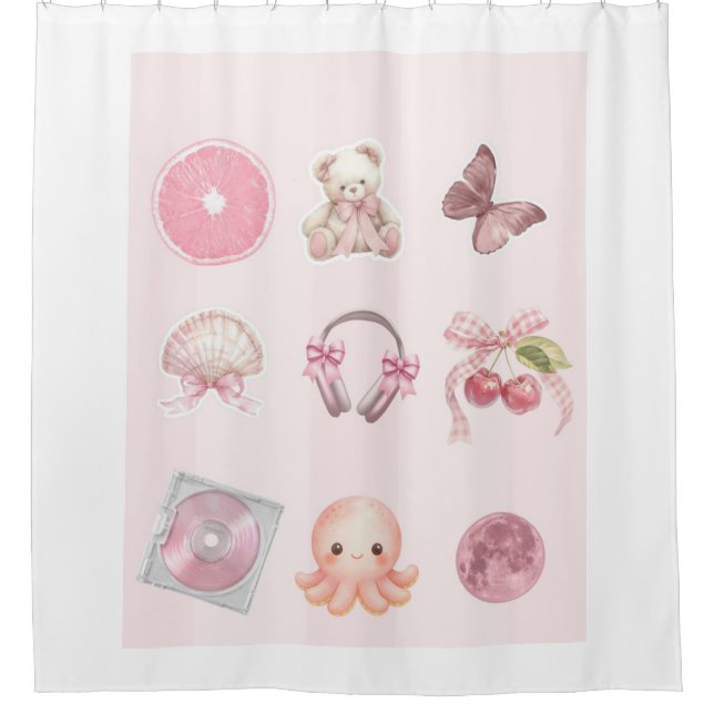 Rideaux De Douche esthétique rose  (Devant)