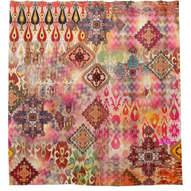 Rideaux De Douche Ethnic Digital Abstrait Motif sans fil (Devant)