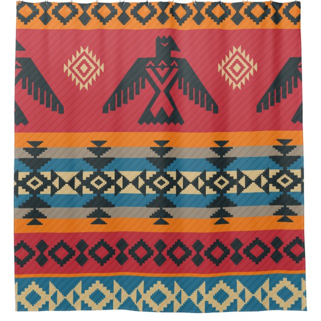 Rideaux De Douche Ethnic Eagles Motif Vintage (Devant)