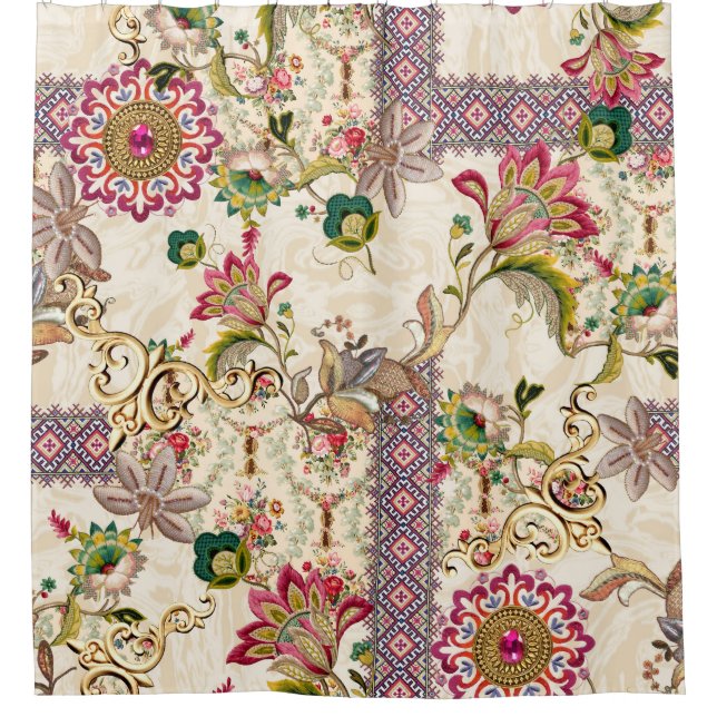 Rideaux De Douche Ethnic Mughal Floral Paisley (Devant)