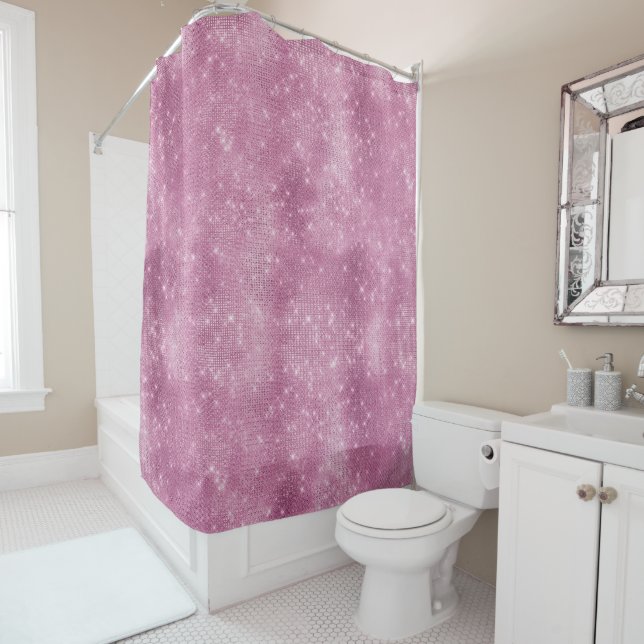 Rideaux De Douche Étincelle De Glam Chic Rose (En situation)