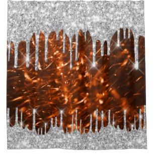 Rideaux De Douche Étincelle Parties scintillant Orange Silver Grey