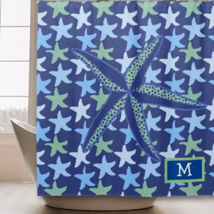 Rideaux De Douche Etoile Colorée Poisson Motif sans joint avec Monog