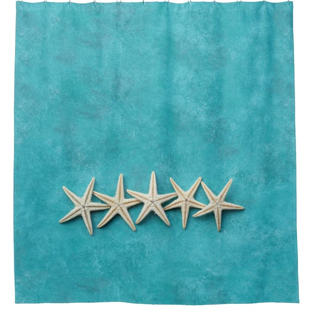 Rideaux De Douche Étoile de mer sur fond bleu océan (Devant)