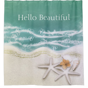 Rideaux De Douche Étoile de mer sur la plage Eau de mer turquoise Tr