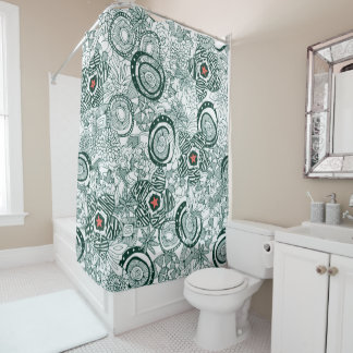 Rideaux De Douche étoile de rhubarbe verte blanche