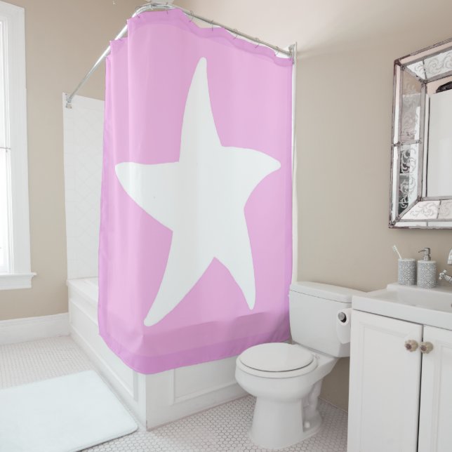 Rideaux De Douche Etoile marine rose (En situation)