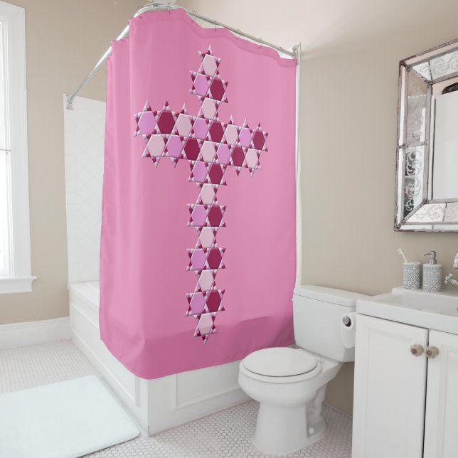 Rideaux De Douche Étoile rose de David Croix Illusion optique (En situation)